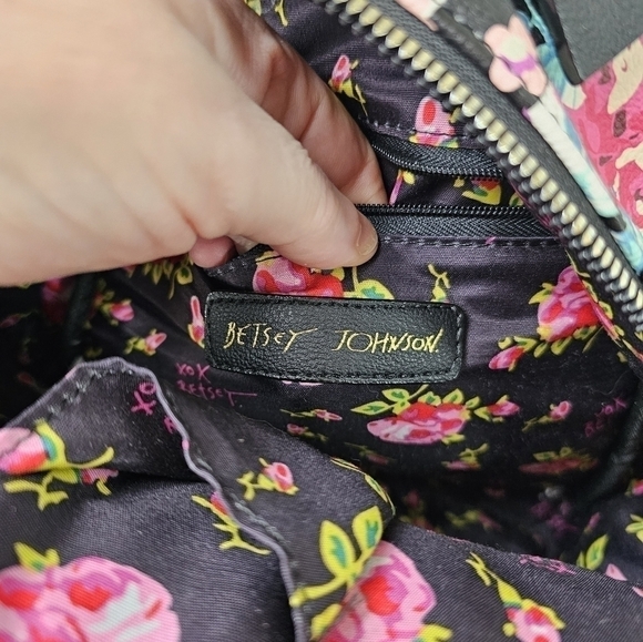 Betsey Johnson Quilted Striped Floral Coquette Mini Backpack - Picture 6 of 6